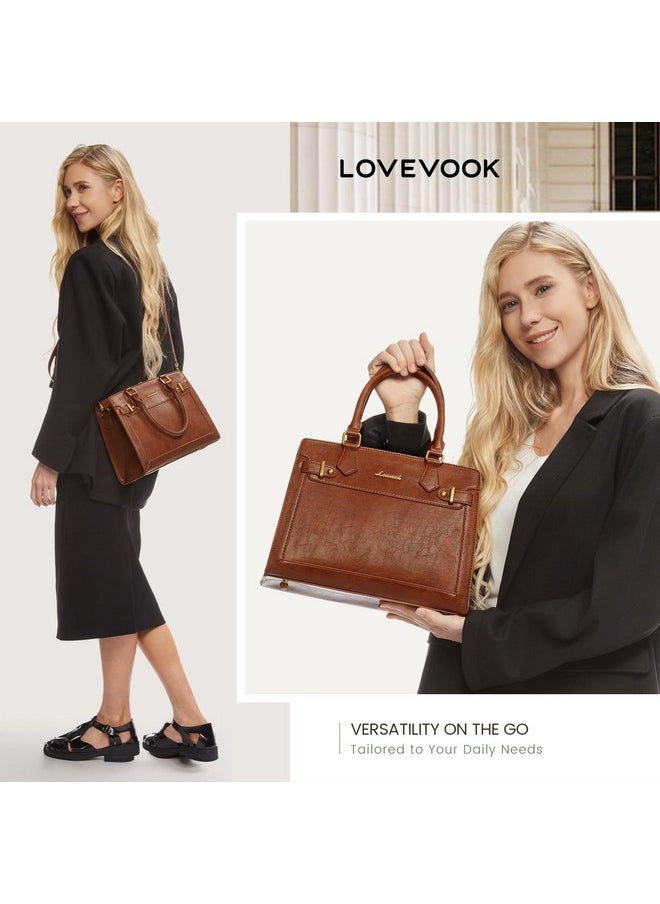Lovevook Purses And Handbags For Women, Tote Bags For Women， Satchel Shoulder Purse And Pu Leather Top Handle For Ladies, Brown  - Image 2