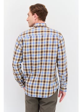 Pepe Jeans Men Regular Fit Full Sleeves Checkered  Casual Shirt, Brown Combo  - Image 3
