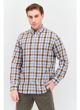 Pepe Jeans Men Regular Fit Full Sleeves Checkered  Casual Shirt, Brown Combo  - Image 1