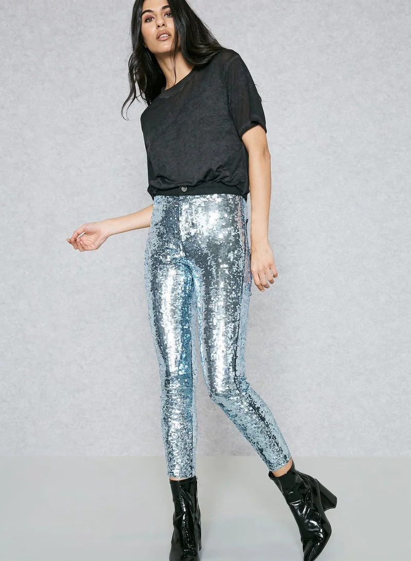 TOPSHOP Sequin Joni Jeans
