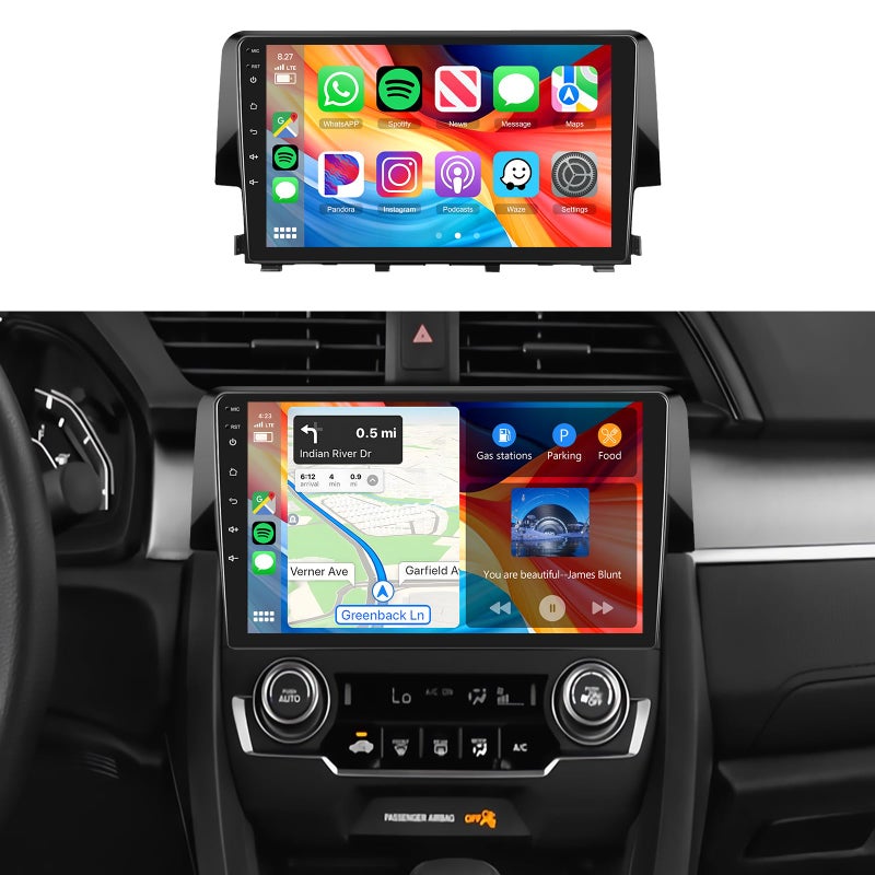 MAHVEC 5Ghz Wifi 2G+64G for Honda Civic 2016-2020 Radio,ã€Android 15 Build-in DSP EQã€‘Car Stereo with 5.0Bluetooth,Wireless Carplay Android Auto,9inch IPS Touch Screen,IP69k Backup Camera,26UIs,GPS Chip,FM/RDS - Image 1