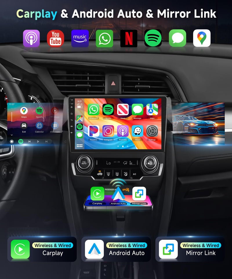 MAHVEC 5Ghz Wifi 2G+64G for Honda Civic 2016-2020 Radio,ã€Android 15 Build-in DSP EQã€‘Car Stereo with 5.0Bluetooth,Wireless Carplay Android Auto,9inch IPS Touch Screen,IP69k Backup Camera,26UIs,GPS Chip,FM/RDS - Image 3