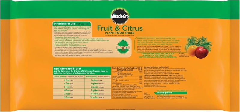 Miracle-Gro حزمة مسامير غذاء النباتات للفواكه والأشجار الحمضية بالإضافة إلى الأشجار والشجيرات، للأشجار والشجيرات المتساقطة، دائمة الخضرة والمزهرة، 24 مسمار - Image 3