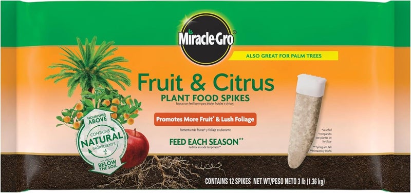 Miracle-Gro حزمة مسامير غذاء النباتات للفواكه والأشجار الحمضية بالإضافة إلى الأشجار والشجيرات، للأشجار والشجيرات المتساقطة، دائمة الخضرة والمزهرة، 24 مسمار - Image 2