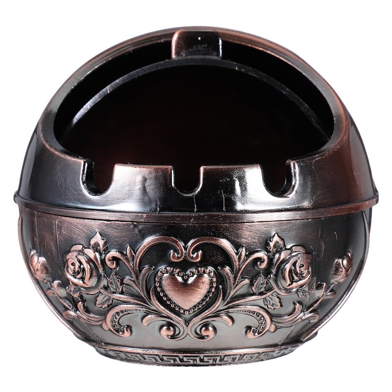 Rose Gold Mini Ashtray With Lid Windproof Portable Round Car Ashtray - Image 2