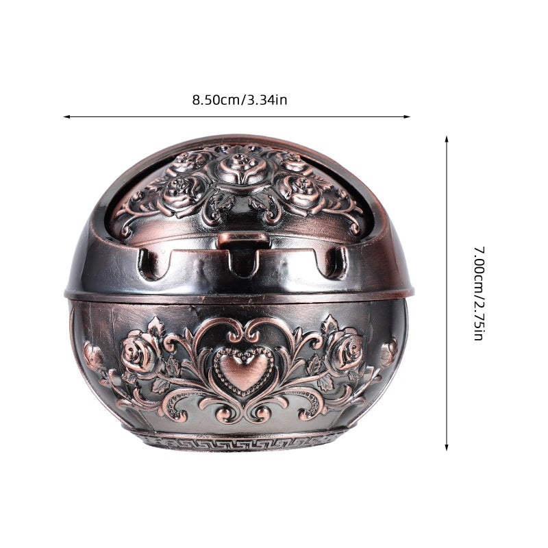 Rose Gold Mini Ashtray With Lid Windproof Portable Round Car Ashtray - Image 3