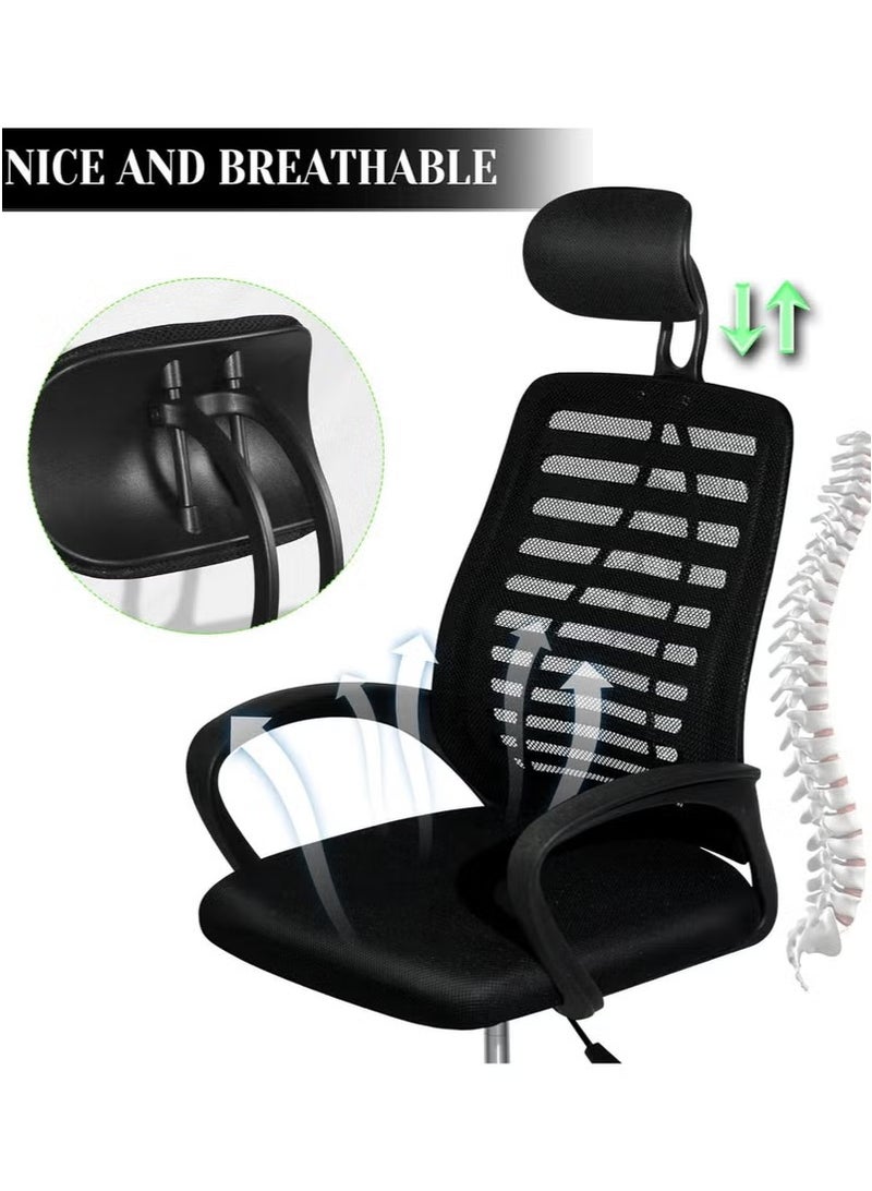 LBMT Video Game Chair, Home Office Swivel Chair with Armrest, Adjustable Height Mesh Low Back Support Study Chair with Lumbar Support, Comfortable Ergonomic Rotating Computer Chair  - Image 3