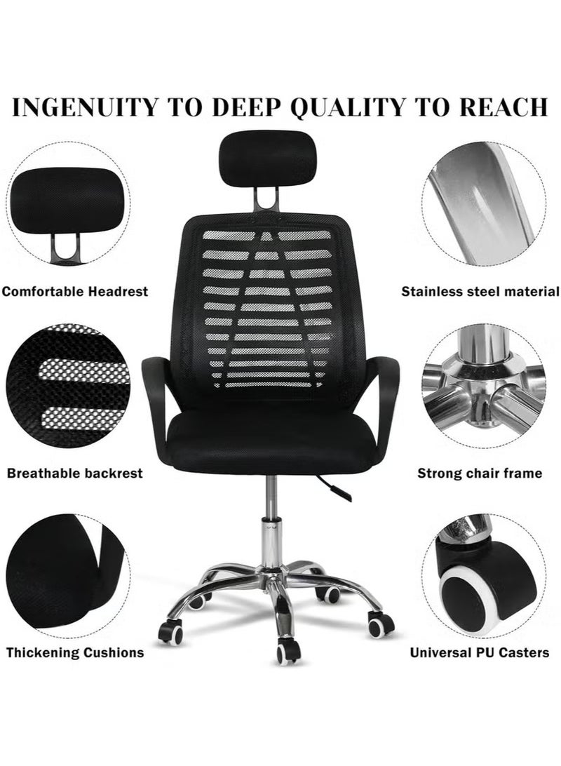 LBMT Video Game Chair, Home Office Swivel Chair with Armrest, Adjustable Height Mesh Low Back Support Study Chair with Lumbar Support, Comfortable Ergonomic Rotating Computer Chair  - Image 5