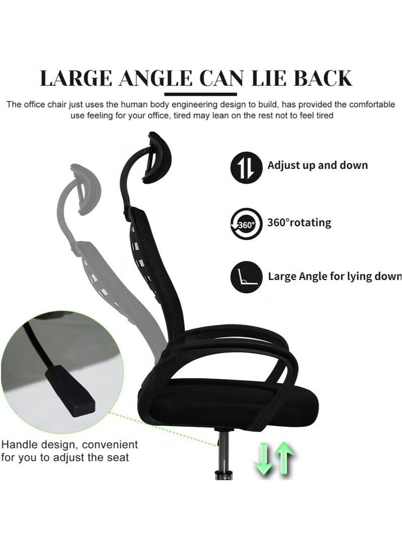 LBMT Video Game Chair, Home Office Swivel Chair with Armrest, Adjustable Height Mesh Low Back Support Study Chair with Lumbar Support, Comfortable Ergonomic Rotating Computer Chair  - Image 4