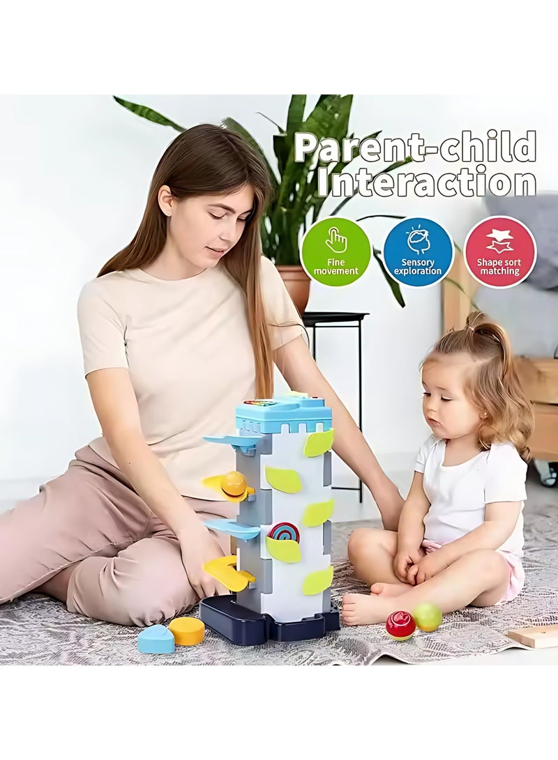 Twisoo Educational Kids Activity Toy Set – 2-in-1 Playset with Race Track Shape Sorter & Rolling Ball Piano – Music & Learning Toy for Kids & Babies, Indoor Fun Playset (White) - Image 2