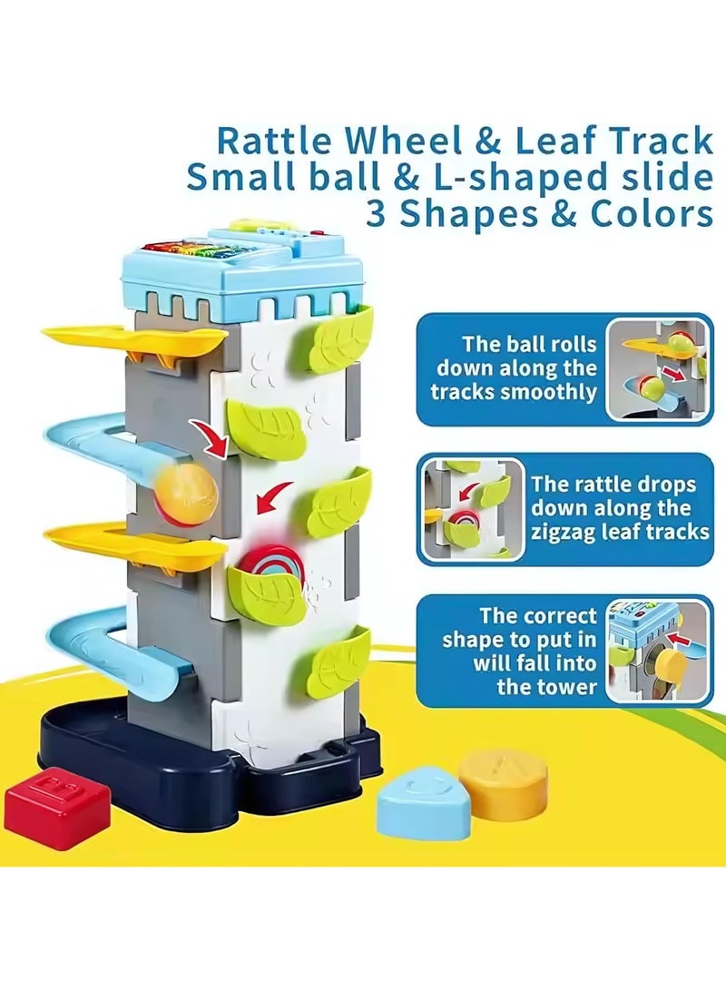 Twisoo Educational Kids Activity Toy Set – 2-in-1 Playset with Race Track Shape Sorter & Rolling Ball Piano – Music & Learning Toy for Kids & Babies, Indoor Fun Playset (White) - Image 4