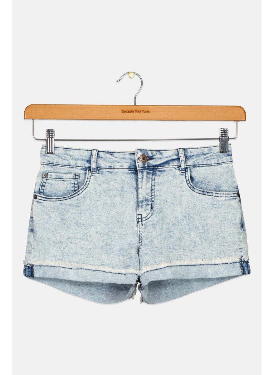 LUCKY BRAND - Kids Girl Washed Denim Short, Light Blue - Image 1