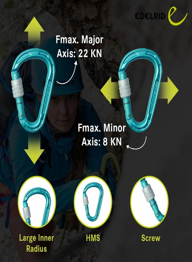 EDELRID HMS Strike Screw 23KN Carabiner (CE 0082, Oasis, Weight - 65G) - Image 3
