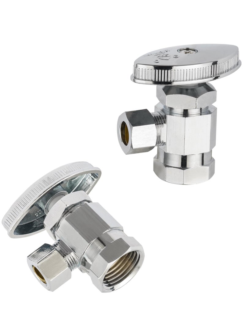 EFIELD Pack of 2 EFIELD MultiTurn Angle Stop Valve 12 Fip Iron Pipe x 38 OD LF Brass Chrome Plate NSFANSI 61VALVE3652PCS - Image 2