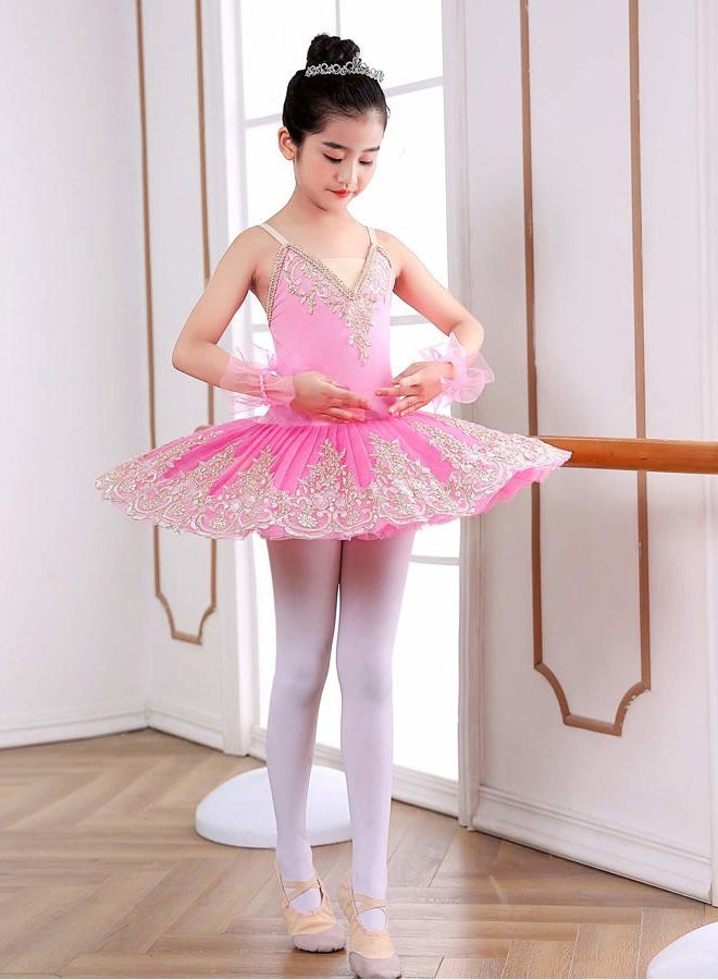 ZX Girls Camisole Skirted Leotard Ballet Dress Sparkle Lace Swan Lake Tutu Ballerina Costumes for Competition 4-13Y, 005 Pink, 6-7 Years - Image 4