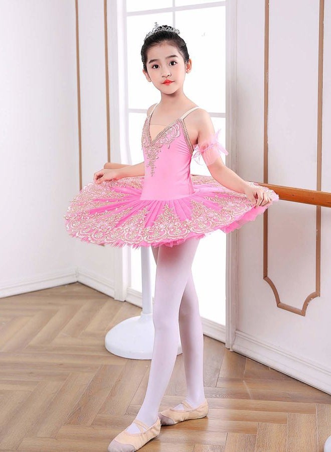 ZX Girls Camisole Skirted Leotard Ballet Dress Sparkle Lace Swan Lake Tutu Ballerina Costumes for Competition 4-13Y, 005 Pink, 6-7 Years - Image 3