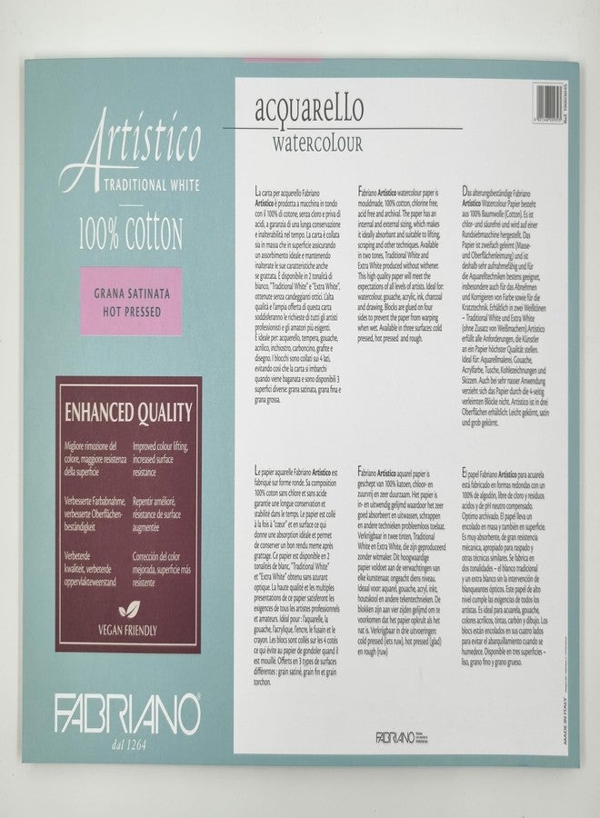 Fabriano Artistico Traditional White Watercolour Blocks Hot Pressed 300 GSM 30.5 X 45 cm - Image 2