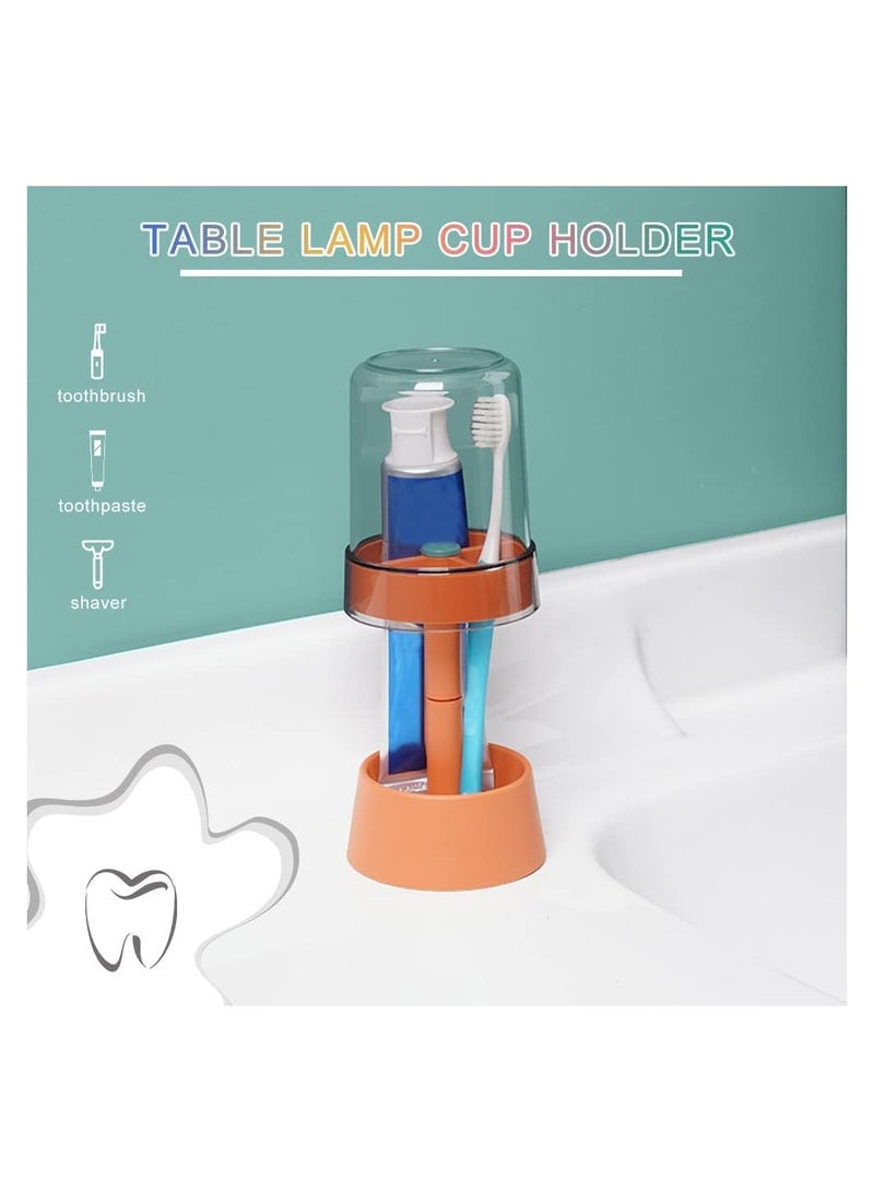 Excefore Toothbrush Holder Stand with Cover/Cup, Toothpaste Holder Stand with 3 Slots, Dental Storage Organizer Holder Stand(Orange) - Image 3