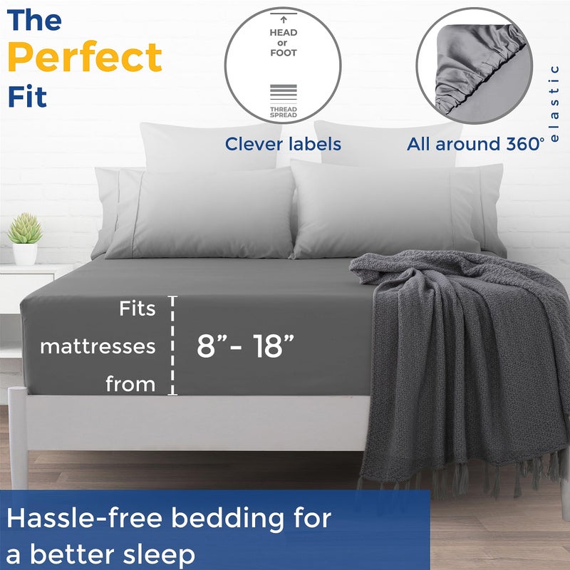 THREAD SPREAD Twin XL Fitted Sheet Only - 100% Egyptian Cotton 600 Thread Count 16"" Deep Pocket Fitted Sheet Twin XL  Cooling Sateen Elastic Bottom Sheet  Fits College Dorm Mattress  Teens - Ivory - Image 2