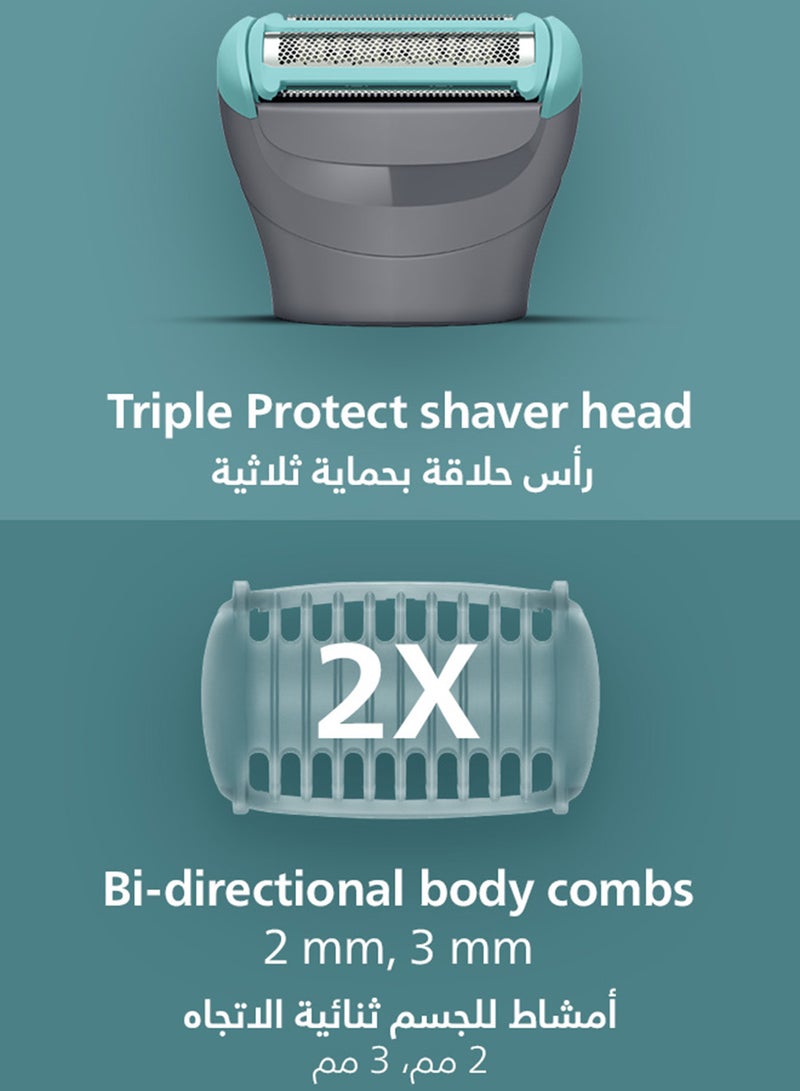 Philips Body Groomer Bg3480/15 | Trim & Shave Body Hair | 100% Showerproof | Skin-Friendly | 2 & 3 Mm Combs | Up To 80 Min Cordless | Battery Indicator | USB Charging grey - Image 3