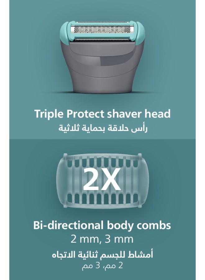 Philips Body Groomer Bg3480/15 | Trim & Shave Body Hair | 100% Showerproof | Skin-Friendly | 2 & 3 Mm Combs | Up To 80 Min Cordless | Battery Indicator | USB Charging grey - Image 4