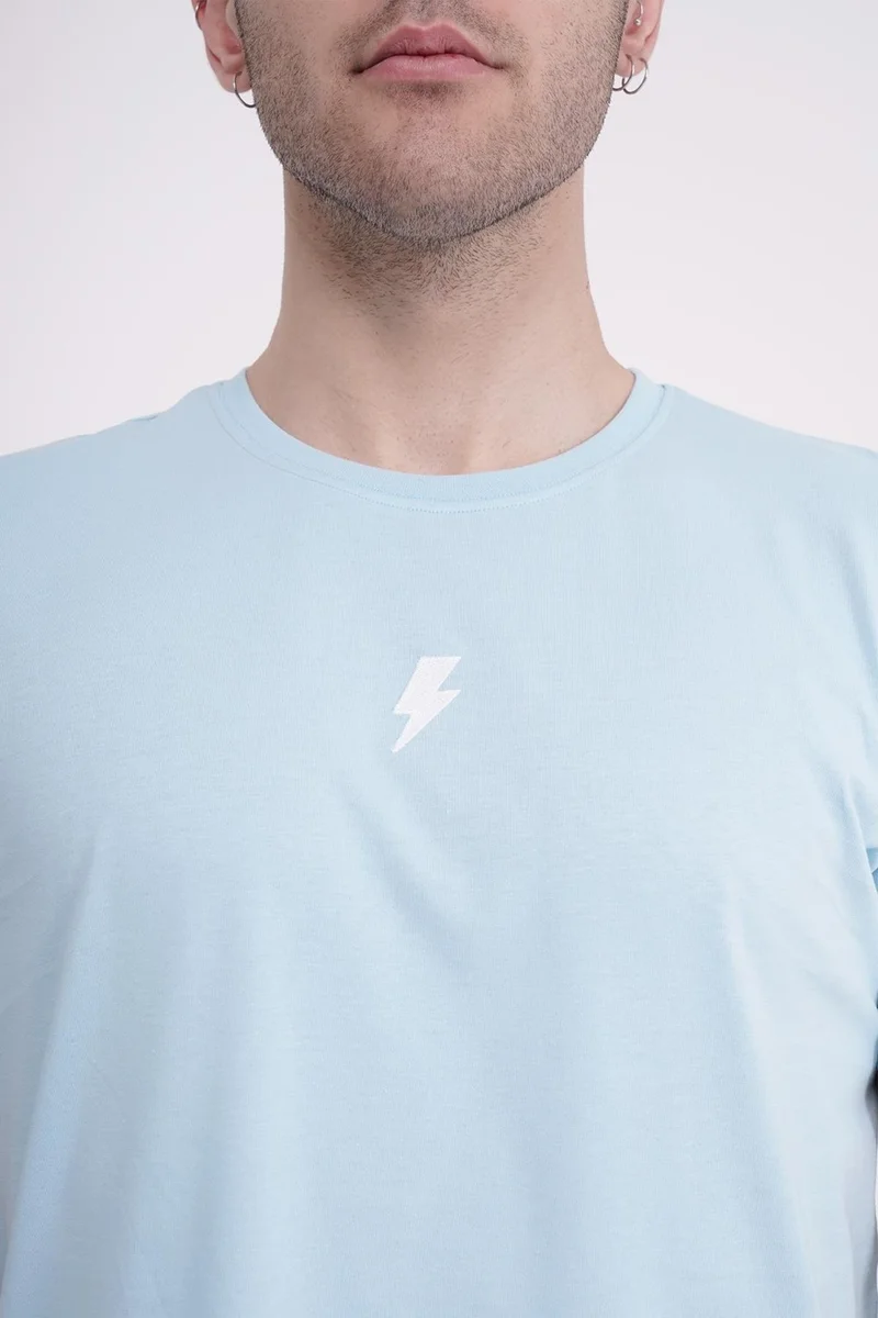 ذا سوكس كومباني Lightning Embroidered Crew Neck Light Blue Tshirt
