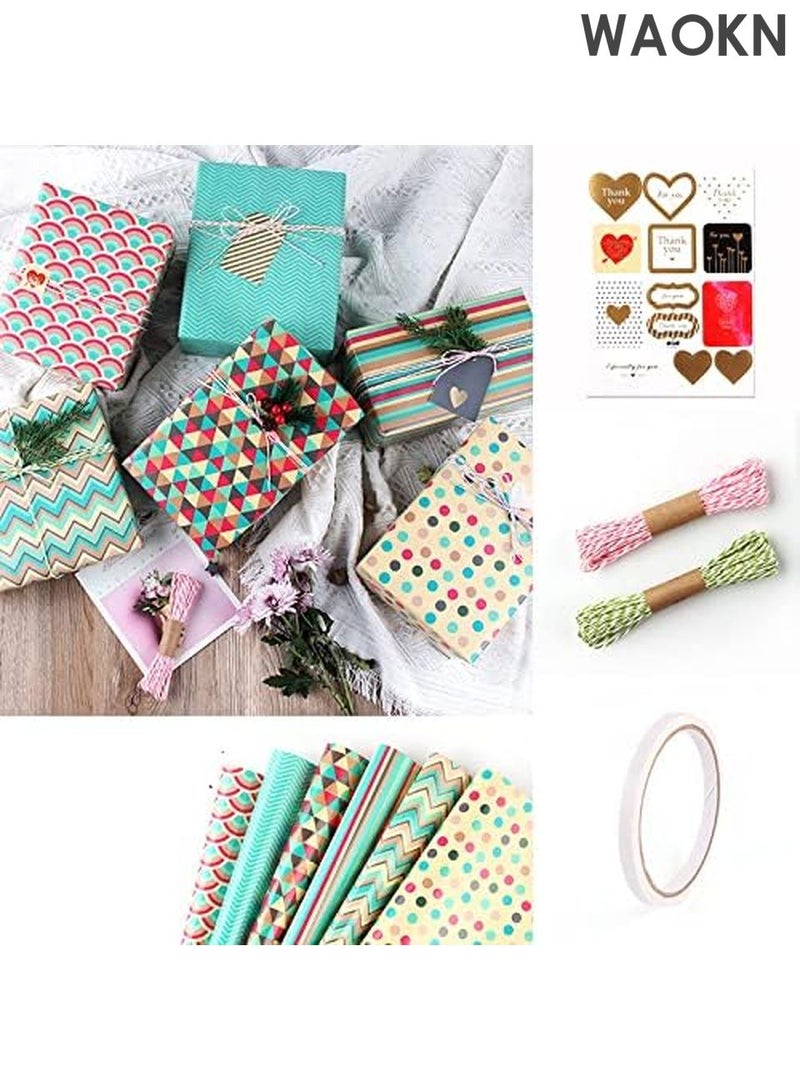 WAOKN Birthday Wrapping Paper, Happy Birthday Wrapping Paper Recycled Gift Wrapping Paper, Gift Wrap Set for Birthday, Bridal Baby Shower, Weddings, Graduations, Women, Men, Boy, Girl, All Occasion - Image 1