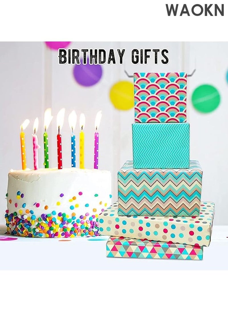 WAOKN Birthday Wrapping Paper, Happy Birthday Wrapping Paper Recycled Gift Wrapping Paper, Gift Wrap Set for Birthday, Bridal Baby Shower, Weddings, Graduations, Women, Men, Boy, Girl, All Occasion - Image 2