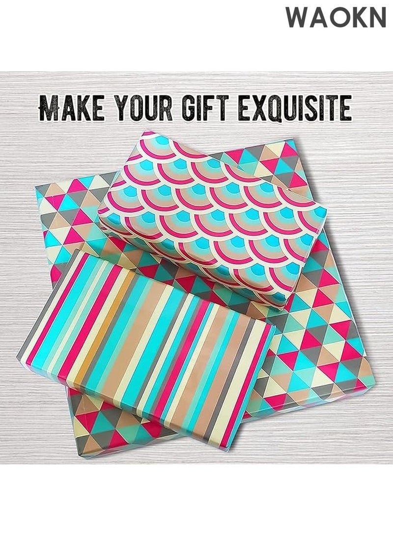 WAOKN Birthday Wrapping Paper, Happy Birthday Wrapping Paper Recycled Gift Wrapping Paper, Gift Wrap Set for Birthday, Bridal Baby Shower, Weddings, Graduations, Women, Men, Boy, Girl, All Occasion - Image 5