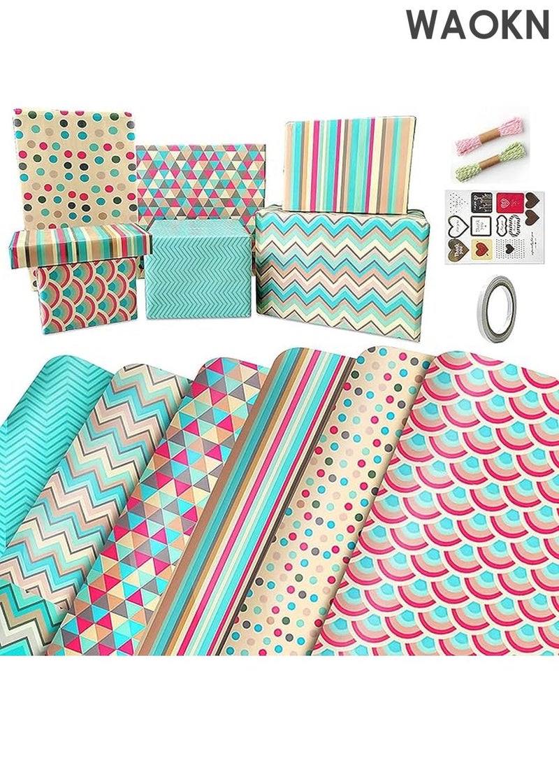 WAOKN Birthday Wrapping Paper, Happy Birthday Wrapping Paper Recycled Gift Wrapping Paper, Gift Wrap Set for Birthday, Bridal Baby Shower, Weddings, Graduations, Women, Men, Boy, Girl, All Occasion - Image 4