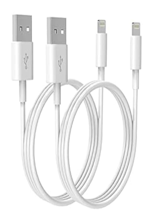 2x Pack Fast Charging [Apple MFi Certified] MD818 Lightning Cable 2.4A for iPhone 14 Pro Max / 13/12 / 11 / XMax/XR/Xs / 8 Plus/SE / 7/8 / 6s - White