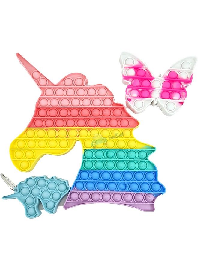 FunBlast Pop It Set (Pack Of 3) Jumbo Unicorn Pop It Fidget Toy Kids Toys Pop Bubble Fidget Toys Big Size136 Bubbles (Multicolor) - Image 3