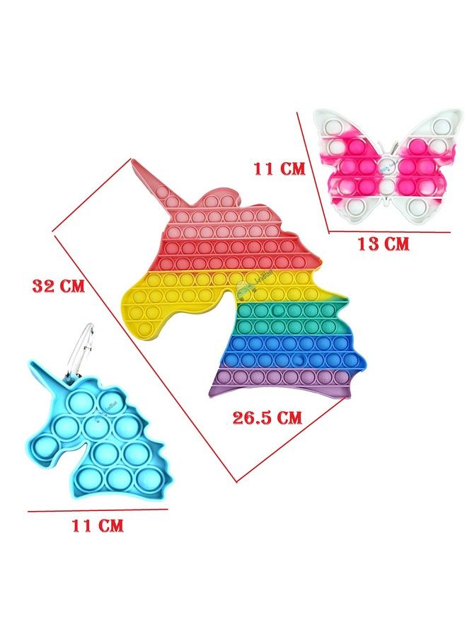 FunBlast Pop It Set (Pack Of 3) Jumbo Unicorn Pop It Fidget Toy Kids Toys Pop Bubble Fidget Toys Big Size136 Bubbles (Multicolor) - Image 4