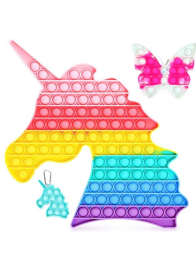 FunBlast Pop It Set (Pack Of 3) Jumbo Unicorn Pop It Fidget Toy Kids Toys Pop Bubble Fidget Toys Big Size136 Bubbles (Multicolor) - Image 2