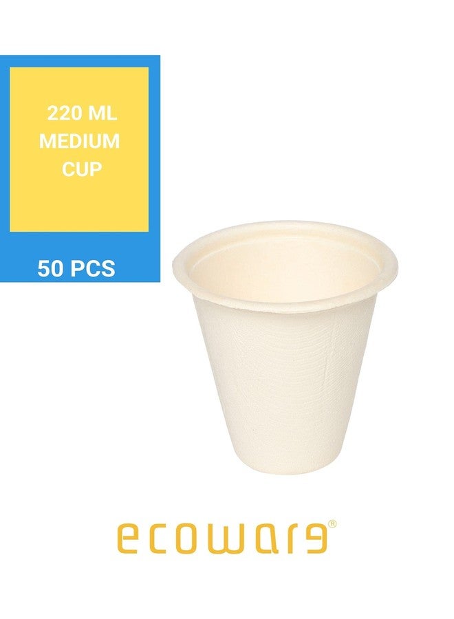 ECOWARE® 100% Natural,Biodegradable, Compostable, Ecofriendly, Safe & Hygienic Disposable 220 ml Cup - Medium (Pack of 50 Cups) - Image 2