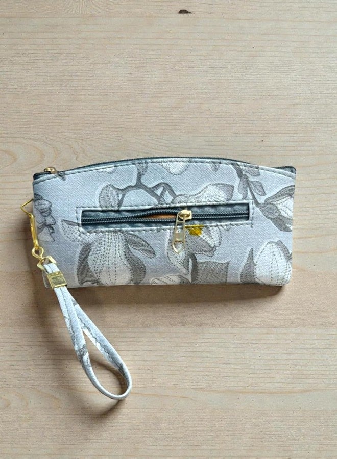 Clearo Compact Women Wallet - Blue Floral Zipper Pouch for Travel, Office & Casual Use - Image 4