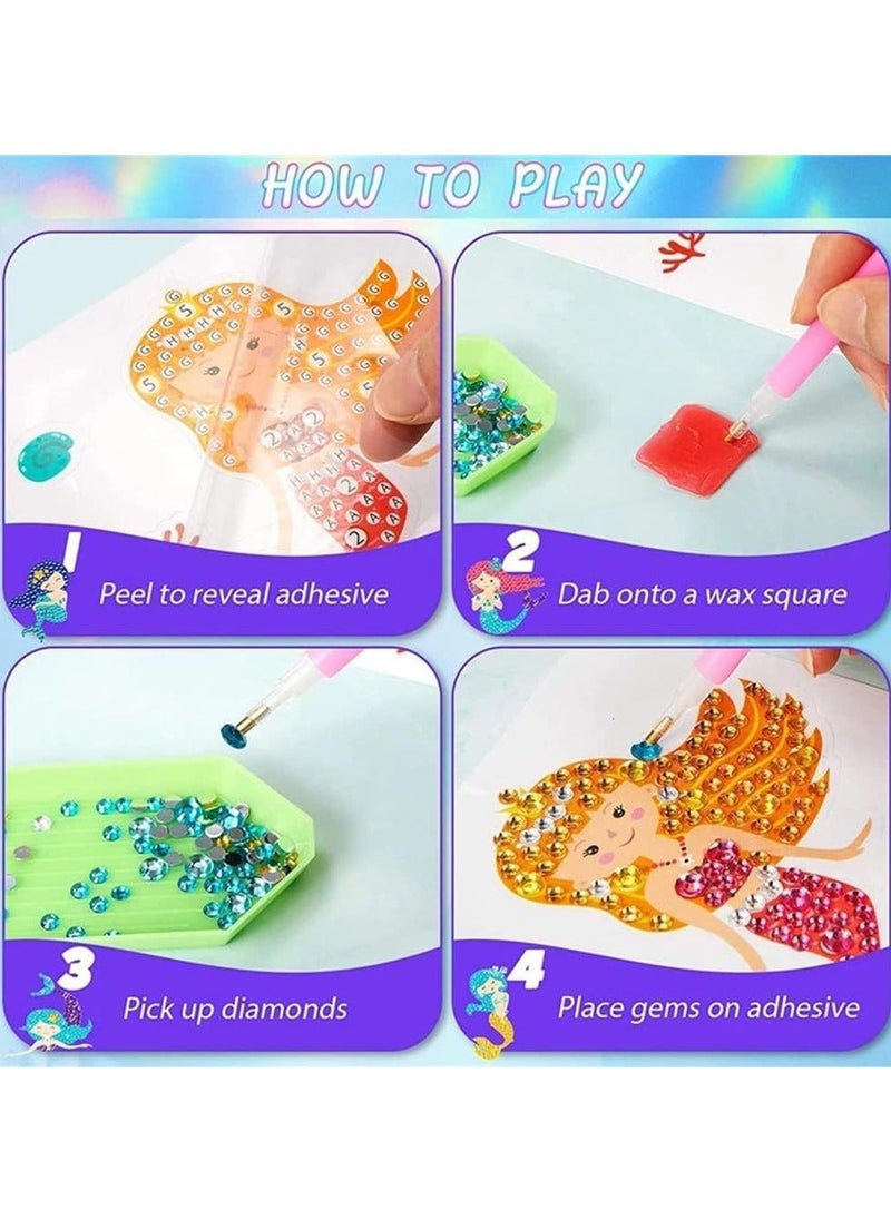 Y&D 5D Diamond Painting Kits for Kids, DIY Dot Diamonds Mosaic Stickers Paint by Numbers Arts and Crafts Boys Children Adult Beginners Princess  - Image 2