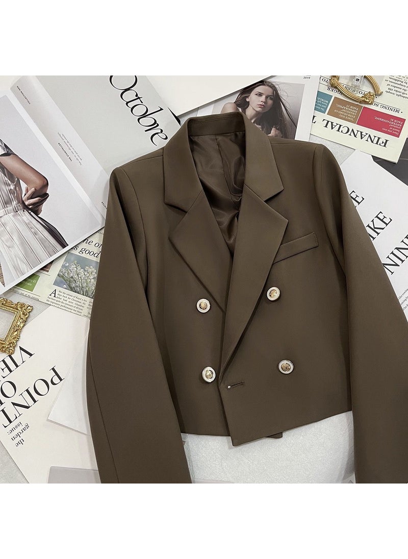 Generic Petite Blazer Jacket 2024 New Casual White Crop Womens Spring Autumn Creamy-white  - Image 2
