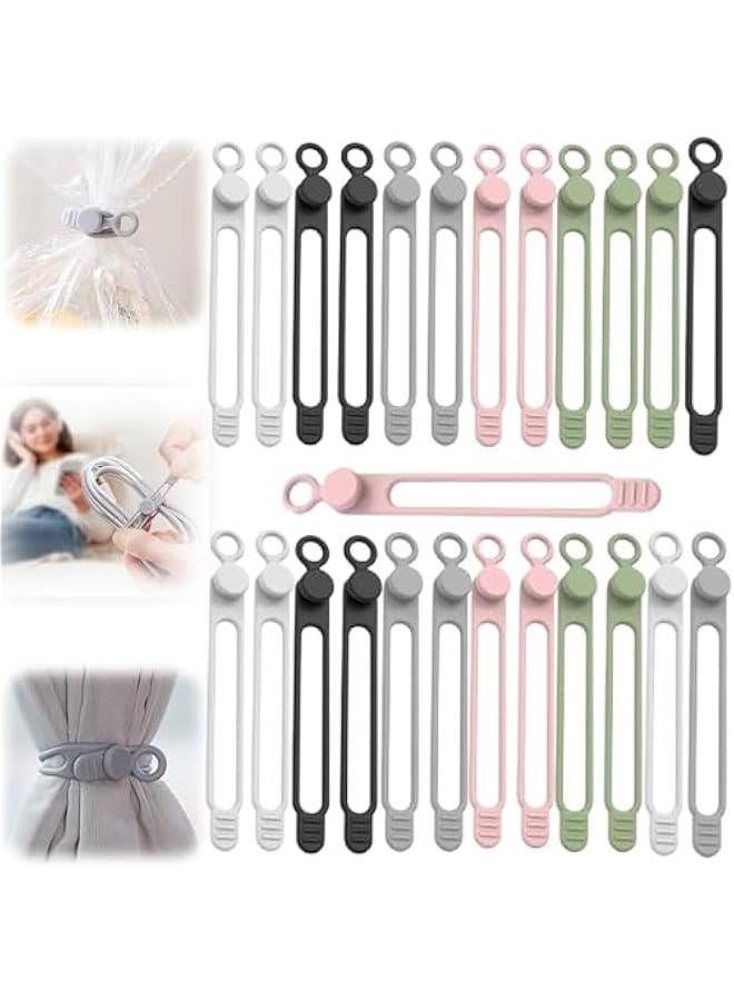 Data Cable Organizer,Upgrade Silicone Cable Straps Cord Organizer for Bundling Earphone,Silicone Ties Reusable Cable Multipurpose Elastic Cord Organizer for Bundling and Fastening Cable (25PCS)  - Image 1