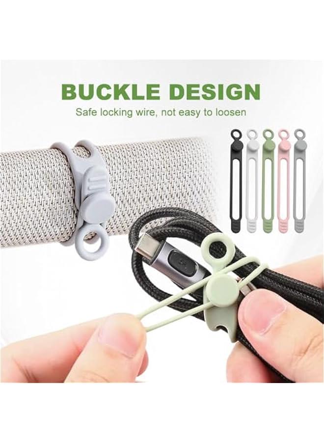 Data Cable Organizer,Upgrade Silicone Cable Straps Cord Organizer for Bundling Earphone,Silicone Ties Reusable Cable Multipurpose Elastic Cord Organizer for Bundling and Fastening Cable (25PCS)  - Image 2