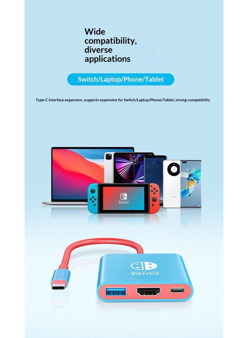 Switch 2 Portable Screen Mirroring Dock — 4K/60Hz HDMI + USB 3.0 + PD 100W Charging — Compatible with Switch 2 / Switch 1 (Red & Blue) | Compact Multi-Device Expansion for Gaming & Office - Image 3