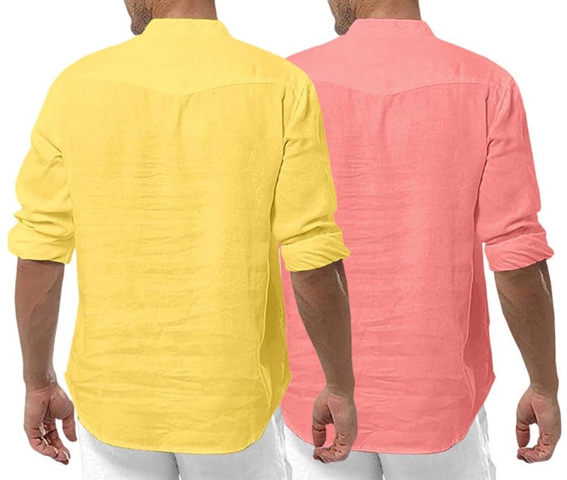 ROYALSCOUT Men's Cotton Polyester Blend Solid Regular Fit Full Sleeve Short Kurta | Ethnic, Lightweight Summer Kurta for Daily & Occasion Use - Image 2