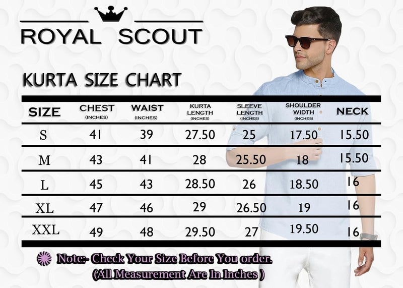 ROYALSCOUT Men's Cotton Polyester Blend Solid Regular Fit Full Sleeve Short Kurta | Ethnic, Lightweight Summer Kurta for Daily & Occasion Use - Image 5