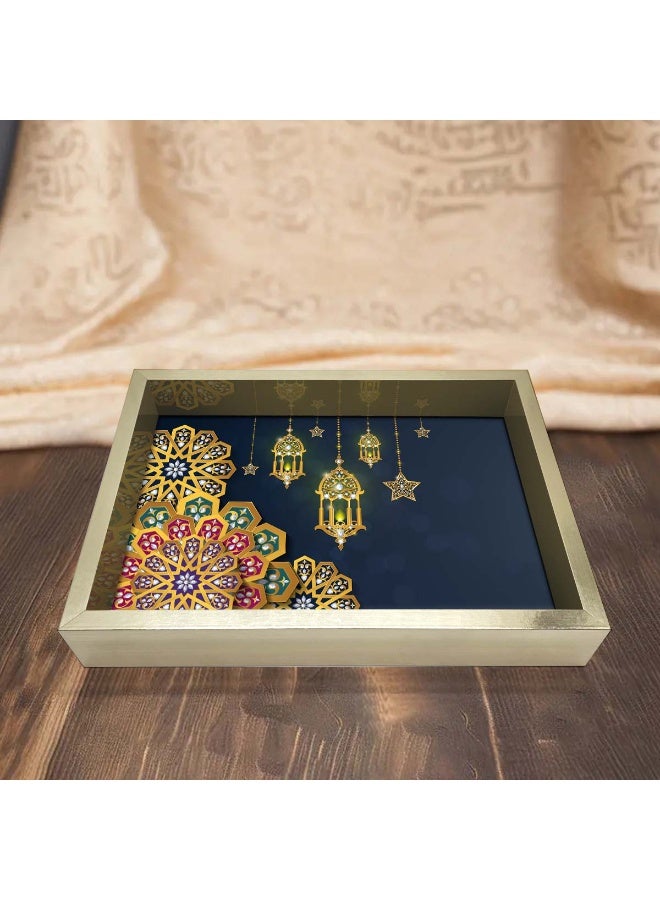 صينية تقديم مزخرفة ذهبية بنمط عثماني، 21 × 29.7 سم - Image 3