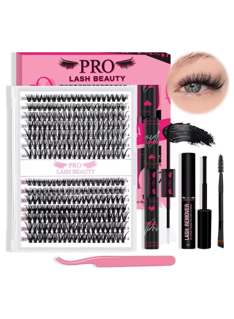 PRO LASHBEAUTY 168pcs Eyelash Extension Kit Eyelash Extension Kit with Eyelash Remover and Applicator Individual Eyelash Brush Set Easy to Use at Home 30D+40D Combination Kit-9-16
