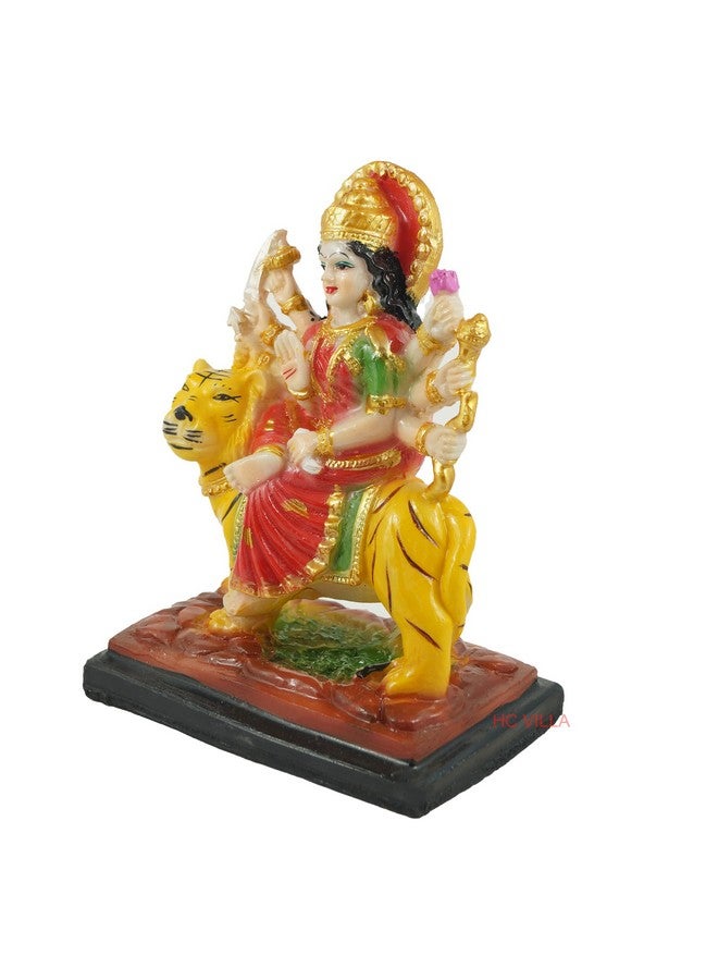 HC VILLA Polyresin Sherawali MATA Durga Maa Murti Statue for Pooja Vaishno Devi Idol 7 Inch Home décor Gift Pooja (Multicolour) - Image 4