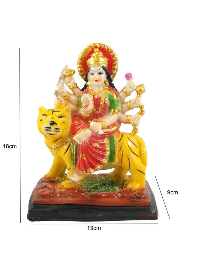 HC VILLA Polyresin Sherawali MATA Durga Maa Murti Statue for Pooja Vaishno Devi Idol 7 Inch Home décor Gift Pooja (Multicolour) - Image 3