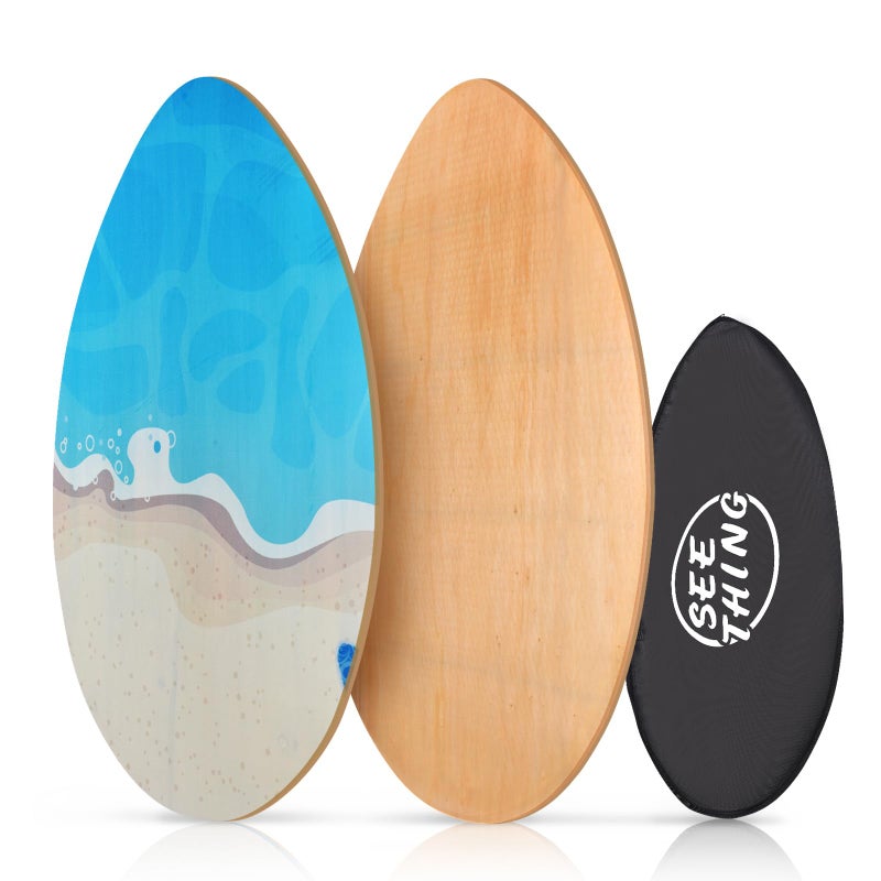 Seething لوح سكيمنغ سيذنج 35 بوصة مع طلاء لامع عالي الخشبي للمبتدئين والأطفال والمراهقين والبالغين وجميع محبي السكيمنغ على الشاطئ