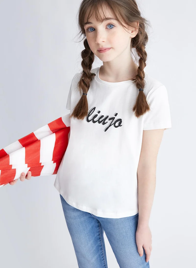 Liu Jo T-Shirt with Logo and Gemstones