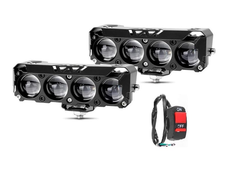 Taç 6 Months Warranty Powered 4 LED Bar Powerful Focus LED Fog Light, 5 Modes White, Yellow, Red, Y&W, Y&W Flashing, With 12V-80V Bikes And Cars (PACK OF 2) - Image 2